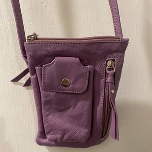 Small Faux Leather Crossbody Handbag in Purple